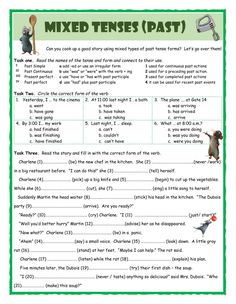 the worksheet for mixed tenses past