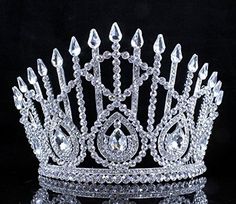 PRICES MAY VARY. This is gorgeous drops Austrian rhinestone tiara crown with side combs. Glittery Clear Austrian rhinestones are heavily set on Silver-plated metal. All rhinestones shine a lot! Sides hair combs for extra security. This tiara is perfect for wedding, party, prom, pageant or any special occasions! Size: 4-1/2 inches High; 6 inches in diameter (can be gently adjusted to comfortable fit). Rhinestone design is about 7-1/2 inches Long X 4-1/2 inches High along the band. Condition: Bran Crown Pageant, Pageant Crowns, Side Comb, Rhinestone Tiara, Tiara Crown, Hair Combs, Rhinestone Designs, Tiaras And Crowns, Austrian Crystal