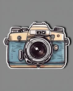 a camera sticker on a gray background