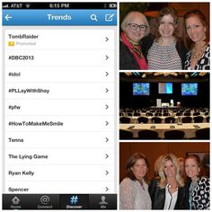 an iphone photo showing photos of women in front of a conference room and on the screen is a web page with information about their events