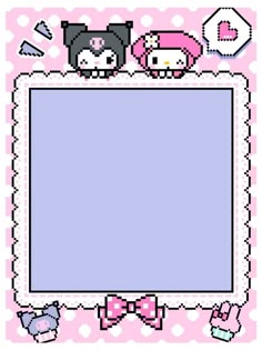 an image of a pink and white frame with two cats on the top, one cat is