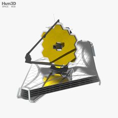 a yellow and black object is shown in this 3d renderings image, it appears to be a satellite