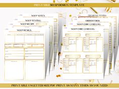 three different types of paper with gold foil on them and the text, printable template for