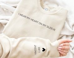 DesignsbyMJV - Etsy Heart On My Sleeve, Mama Sweatshirt, You Know It, Heart On, Kid Names, Gift For Mom, Mother’s Day