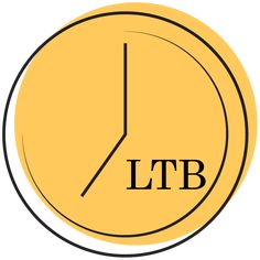 a clock with the word ltb written on it's face in black and yellow