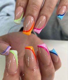 Colorful Nail, Edgy Nails, Simple Acrylic Nails, Acrylic Nails Coffin Short, Short Acrylic Nails Designs, Fire Nails, Funky Nails, Pretty Acrylic Nails