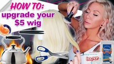 How To Make Synthetic Wigs Look Real, How To Curl A Synthetic Wig, How To Curl Synthetic Wigs, Cosplay Wig Tips, Cheap Wig Hacks, How To Make A Wig For Beginners, How To Style A Wig, Synthetic Wig Hacks, Hair Rat