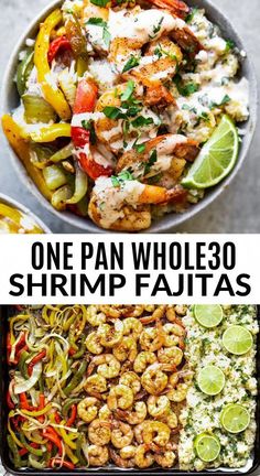 one pan whole 30 shrimp fajitas is the perfect way to use up leftover seafood