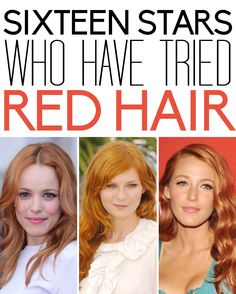 16 stars who have tried red hair. Fabulous Hair, Red Heads, Salon Ideas, Hair Colorist, Beauty Stuff