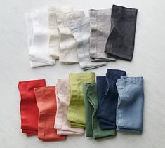 six pairs of women's leggings in various colors