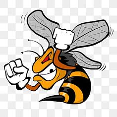 an image of a cartoon bee flying in the air with its head turned to look like it