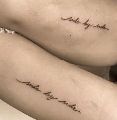 two women with matching tattoos on their arms that say, make my day and smile