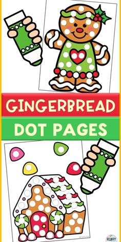 the gingerbread dot page is shown in green and white