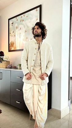 Jodhpuri With Dhoti, Indian Traditional Menswear, Dhoti Kurta For Men Indian Weddings, Wedding Night Outfit Men, South Indian Men Wedding Outfit, Indian Wedding Outfit Men, South Indian Groom Outfit For Men, Men Wedding Dresses Indian, Indo Western Outfits For Men Latest