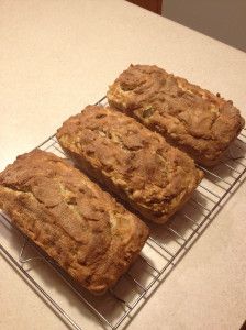 three pieces of bread sitting on top of a cooling rack