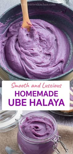 sweet purple jam in a pot made of purple yam or purple sweet potato Ube Filling Recipe, Ube Jam, Pinoy Dessert, Birthday Cake Decorating Ideas, Cupcake Cake Designs