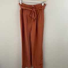 New Without Tags No Noted Flaws Lightweight And Soft I Would Say Straight Taper Style Since The Mid Leg Is Wider Then The Ankle Which Is Shown In Measurements In Photos Tie Waistband That Can Be Removable Burnt Orange Color Orange Pants, Burnt Orange Color, Burnt Orange, Linen Blend, Orange Color, Madewell, Pant Jumpsuit, Pants For Women, Size 4