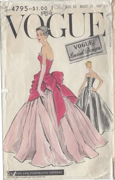 an old fashion magazine cover with a woman in a dress on the front and back