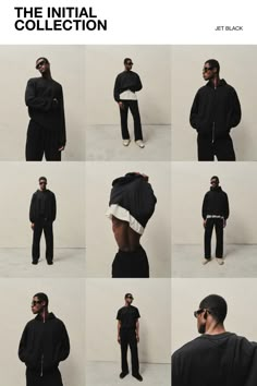 Blanks clothing hoodie zip up jacket sweatpants minimalistic outfit Black Hoodie Photoshoot, About Blank Clothing, Streetwear Product Photography, Fashion Moodboard Ideas, Minimalist Photoshoot Ideas, Clothing Line Photoshoot Ideas, Hoodie Photoshoot Ideas, Hoodie Layout, Fashion Studio Shoot