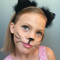 Simple Kitty Face Paint, Face Painting Cat Easy, Kids Kitty Cat Makeup, Girls Cat Face Paint, Kitty Cat Makeup Kids, Kid Cat Face Paint, Cat Face Paint Easy For Kids, Cat Face Paint Simple