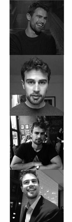 four different pictures of men with beards and one man in black shirt smiling at the camera