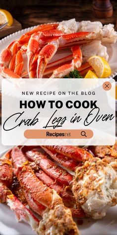 two plates of crab legs Crab Legs In The Oven, Crab Bake, Cooking Crab Legs, Cooking Crab, Crab Legs Recipe, Seafood Dish Recipes, Lobster Dishes, Lobster Recipes Tail, Crab Dishes