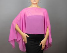 A very elegant and classical capelet for your wedding dress, evening dress or party outfit made of the finest chiffon  Color: neon pink (other colors are available)  Size: (fits all), but if you have any doubts, please contact me. WE have matching bags in our Etsy Shop! WE accept credit cards! Chiffon Capelet, Wedding Dress Luxury, Shoulder Cape, Dress Luxury, Pink Chiffon, Pink Wedding, Shawls And Wraps, Neon Pink, Party Outfit