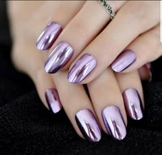 24 Light Purple Chrome Almond Press on nails kit glue on Mirror medium oval Purple Chrome Nails, Mirror Nail Polish, Mirror Nails, Manicure Tips, Her Nails, Purple And Silver, Metallic Nails, Magnetic Lashes, Ballerina Nails