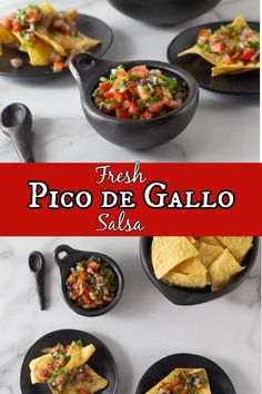 fresh pico de gallo salsa served in cast iron skillets with tortilla chips