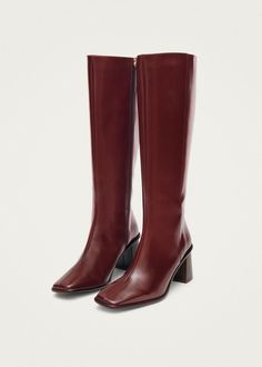 East Sleek Burgundy Leather Boots | ALOHAS Burgundy Boots, Burgundy Heels, Red Boots, Shoe Inspo, Black Friday Shopping, Guinea Bissau, Shoes Shoes, Mozambique, Papua New Guinea