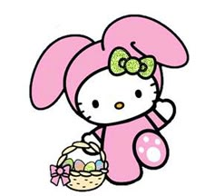 a hello kitty holding an easter basket