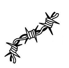 barbed wire with two hearts on top and one in the middle, vintage line drawing or engraving