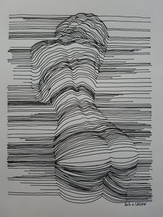 a black and white drawing with wavy lines