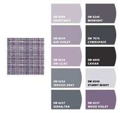 the color scheme is shown in shades of purple, grey and white