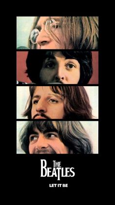 the beatles movie poster for let it be, with four different faces and mustaches