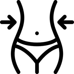 a black and white image of a woman's stomach with an arrow pointing to the side