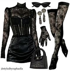 Emo Wedding Dresses Punk, Haute Goth Outfits, Black Dress Stage Outfit, Gothic Stage Outfit, Black And Gold Women Outfit, Goth Witch Aesthetic Outfit, Masculine Dresses For Women, Closet Aesthetic Dark, Polyvore Halloween Costumes