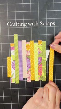 someone is cutting strips out of scrap paper to make a flowered strip for the flowers