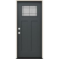 thermaic door with glass and sidelights is shown in gray, which matches the color