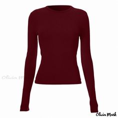 Olivia Mark - Soft and Cozy Relaxed-Fit Tops for Women Woman Wine, Chic Blouses, Basic Long Sleeve, Tops For Women, Olivia Mark, Wine Red, Workout Tops, Shirt Sleeves, Casual Style