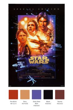 the star wars movie poster with color swatches