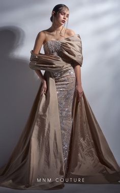 Main Image Off Shoulder Evening Gown, Mnm Couture, Couture Looks, Evening Dress Fashion, Ladies Gown, فستان سهرة, Old Hollywood Glamour, A Line Gown, Couture Gowns