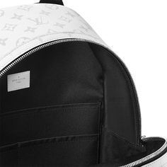 LOUIS VUITTON® - Discovery Backpack - White Luxury White Standard Backpack, Classic Logo Standard Backpack, Classic White Backpack, Luxury White Backpack, Classic Backpack With Logo, Luxury Everyday Backpack With Logo, Luxury Logo Backpack, Tablet Computer, Louis Vuitton Official