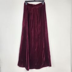 Skirt is in good preowned condition, no stains, holes or tears - please see measurements and pictures for details. This would fit about a womens size 4.   Waist: 13 1/2",  Length: 40".    *Measurements are taken straight across laying flat, not doubled. Vintage Red Bottoms For Party, Party Burgundy Skirt, Red Velvet Skirt, Velvet Skirt, Burgundy Wine, Deep Red, Red Velvet, Maxi Skirt, Womens Skirt