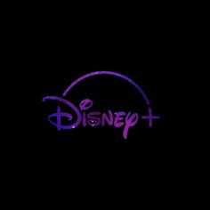 the logo for disney plus is shown in purple and blue letters on a black background