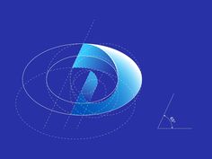 an image of a blue object with lines and circles around it on a blue background