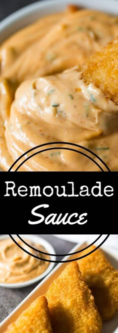 homemade remoulade sauce in a bowl with bread sticks