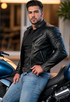 Outfit Biker, Stylish Mens Suits, Jesse Metcalfe, Casual Man, Leather Outfits, Dream Man, Computer Art, Leather Denim, Gay Art