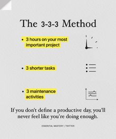 3 3 3 Method Productivity, Business Writing Skills, Improve Writing Skills, Work Tips, Keep Learning, Personal Improvement, Productivity Planner, Self Care Activities, New Energy