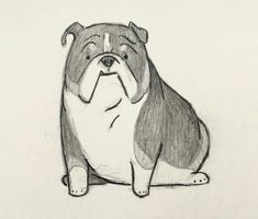 a drawing of a dog sitting on the ground